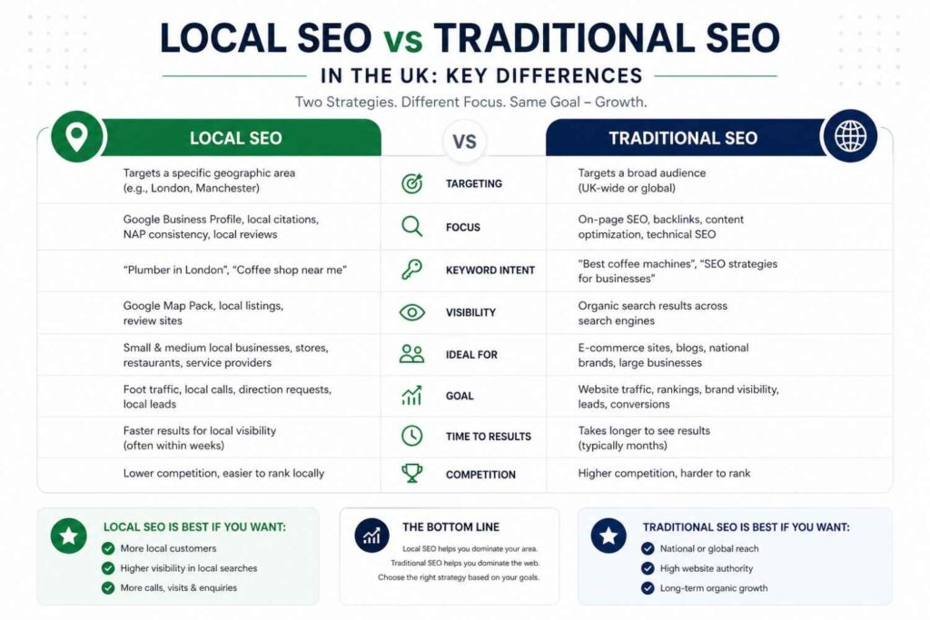 Local SEO vs Traditional SEO in the UK: Key Differences